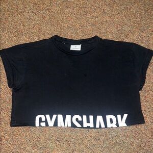 Gymshark Black Cropped Tee with White Logo XS
